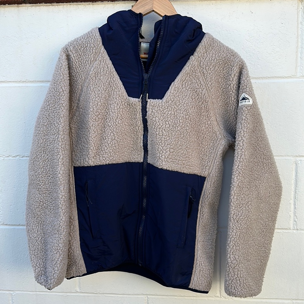 Penfield Navy sherpa hooded zip front jacket